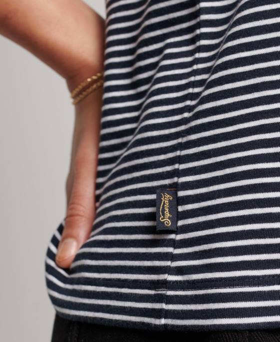 Superdry vesta cu dungi vintage din bumbac organic îmbrăcăminte marina femei JX0Z2184