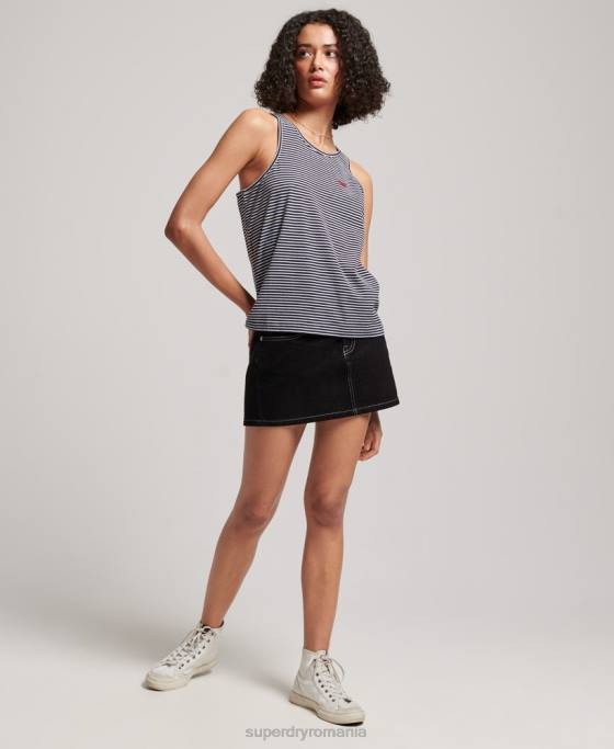 Superdry vesta cu dungi vintage din bumbac organic îmbrăcăminte marina femei JX0Z2184
