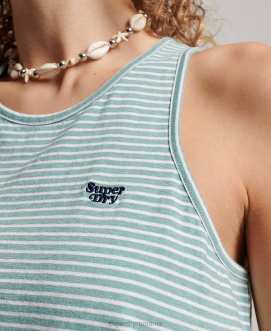 Superdry vesta cu dungi vintage din bumbac organic îmbrăcăminte verde femei JX0Z2170