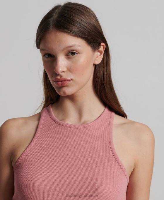 Superdry vesta cu nervuri din bumbac organic îmbrăcăminte roz femei JX0Z3078