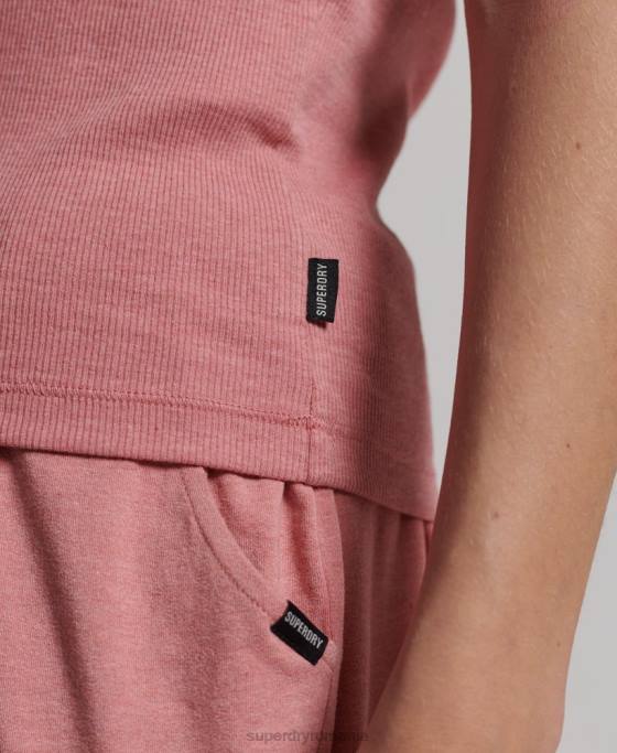 Superdry vesta cu nervuri din bumbac organic îmbrăcăminte roz femei JX0Z3078