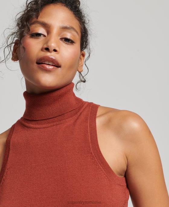 Superdry vesta studios merinos cu gat rulat îmbrăcăminte bronzat femei JX0Z4000