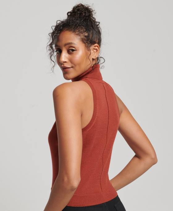 Superdry vesta studios merinos cu gat rulat îmbrăcăminte bronzat femei JX0Z4000