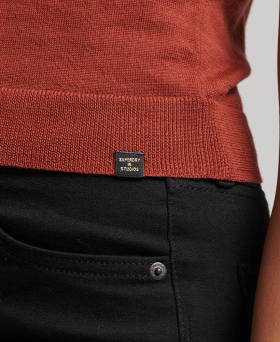 Superdry vesta studios merinos cu gat rulat îmbrăcăminte bronzat femei JX0Z4000