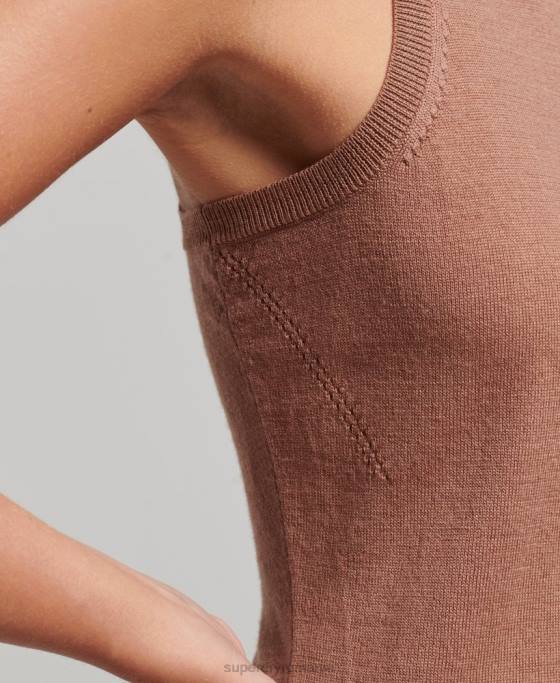 Superdry vesta studios merinos cu gat rulat îmbrăcăminte maro femei JX0Z2972