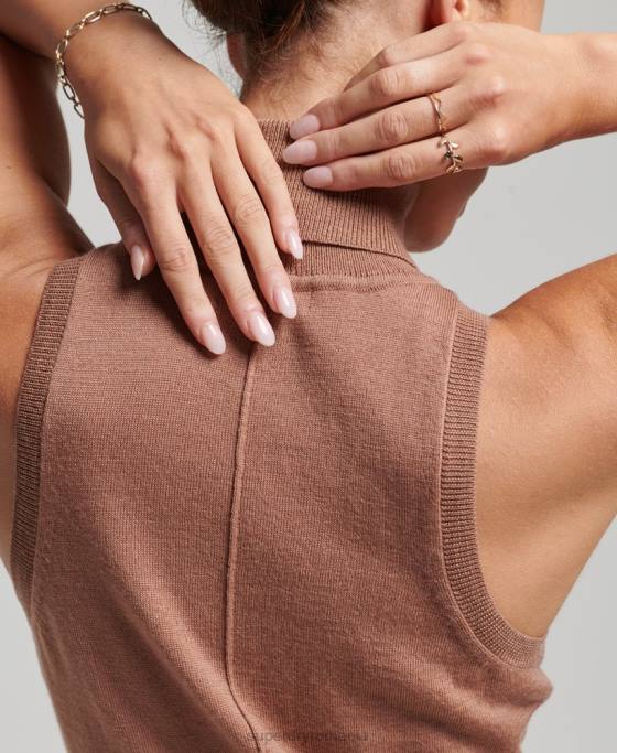 Superdry vesta studios merinos cu gat rulat îmbrăcăminte maro femei JX0Z2972