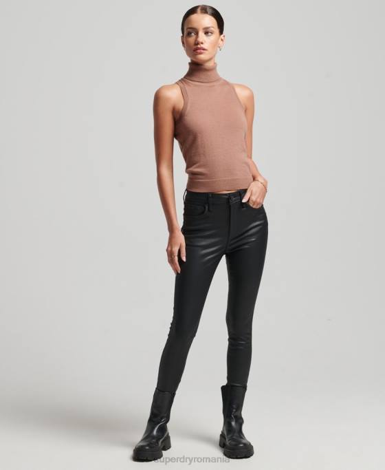 Superdry vesta studios merinos cu gat rulat îmbrăcăminte maro femei JX0Z2972