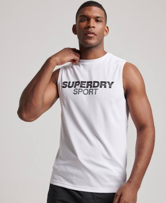 Superdry vestă activă îmbrăcăminte alb bărbați JX0Z1418