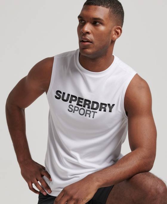 Superdry vestă activă îmbrăcăminte alb bărbați JX0Z1418