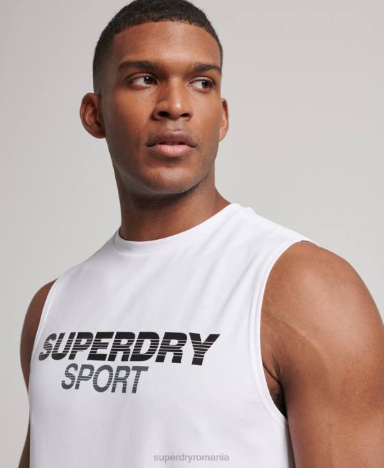 Superdry vestă activă îmbrăcăminte alb bărbați JX0Z1418