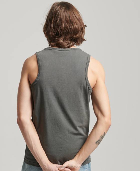 Superdry vestă cu logo corporație vintage îmbrăcăminte gri inchis bărbați JX0Z1524