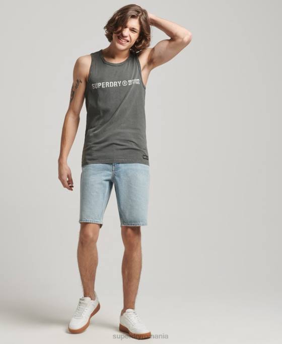 Superdry vestă cu logo corporație vintage îmbrăcăminte gri inchis bărbați JX0Z1524