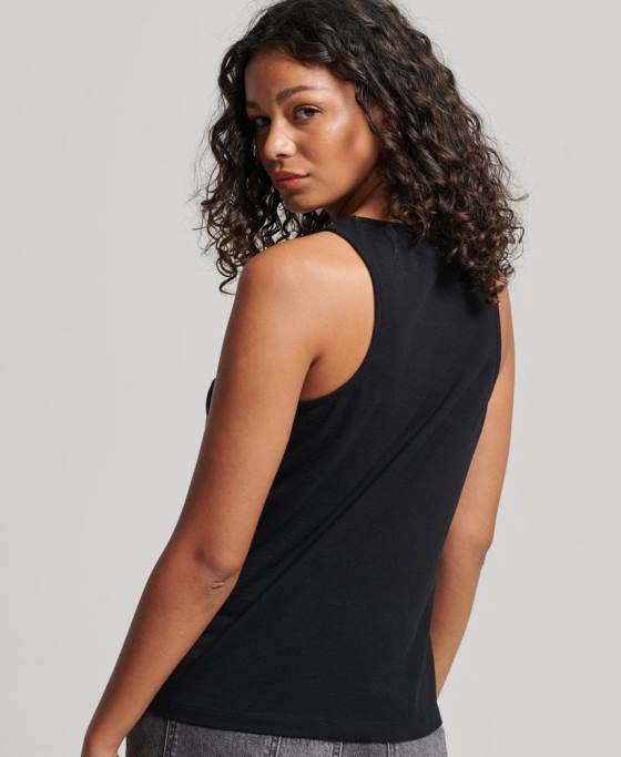 Superdry vestă cu logo vintage îmbrăcăminte negru femei JX0Z2887