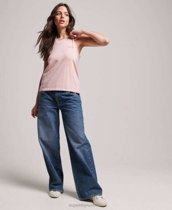 Superdry vestă cu logo vintage îmbrăcăminte roz femei JX0Z2191