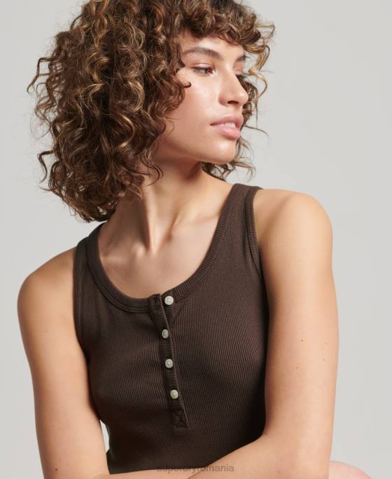 Superdry vestă cu nasturi îmbrăcăminte maro femei JX0Z2939
