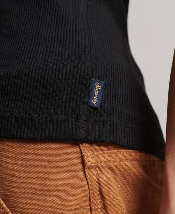 Superdry vestă cu nasturi îmbrăcăminte negru femei JX0Z2919