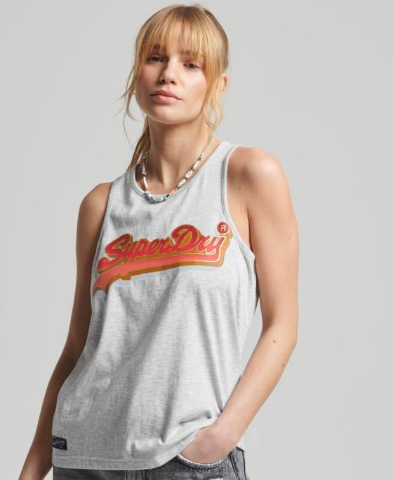 Superdry vestă de sezon cu logo vintage îmbrăcăminte gri deschis femei JX0Z6703