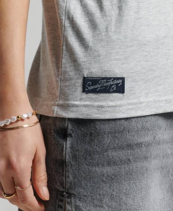 Superdry vestă de sezon cu logo vintage îmbrăcăminte gri deschis femei JX0Z6703