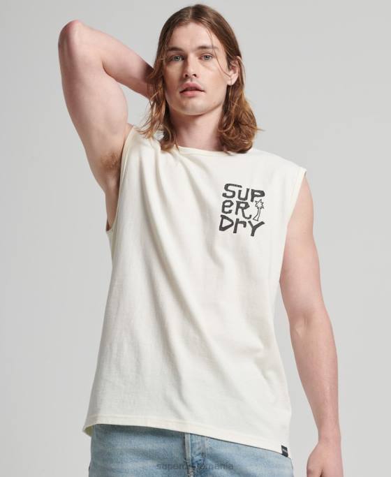 Superdry vestă de surf tribal vintage îmbrăcăminte cremă bărbați JX0Z1478