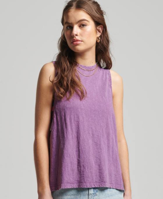 Superdry vestă ranchero de surf vintage din bumbac organic îmbrăcăminte Violet femei JX0Z6693