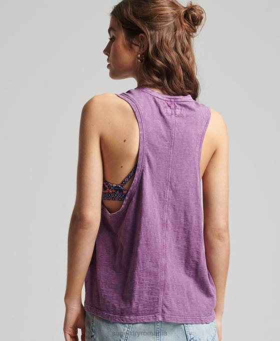 Superdry vestă ranchero de surf vintage din bumbac organic îmbrăcăminte Violet femei JX0Z6693
