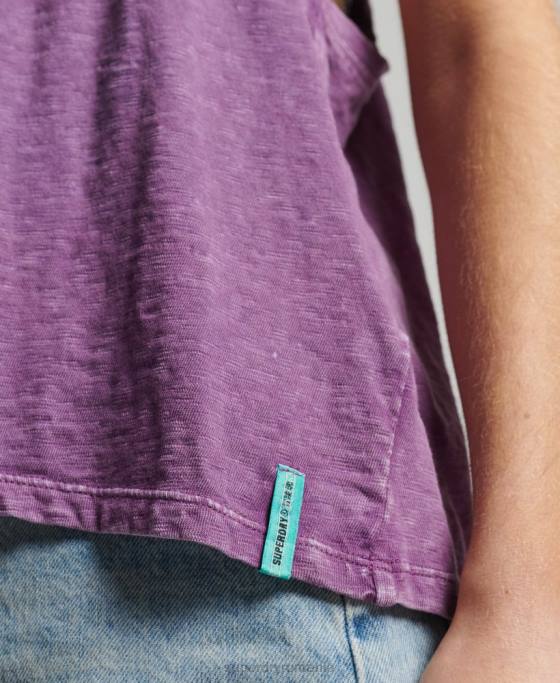 Superdry vestă ranchero de surf vintage din bumbac organic îmbrăcăminte Violet femei JX0Z6693