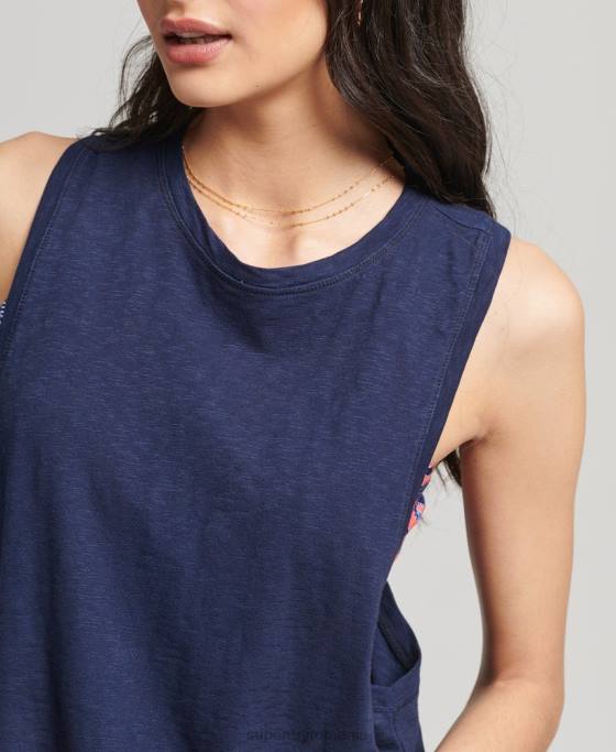 Superdry vestă ranchero de surf vintage din bumbac organic îmbrăcăminte marina femei JX0Z6768