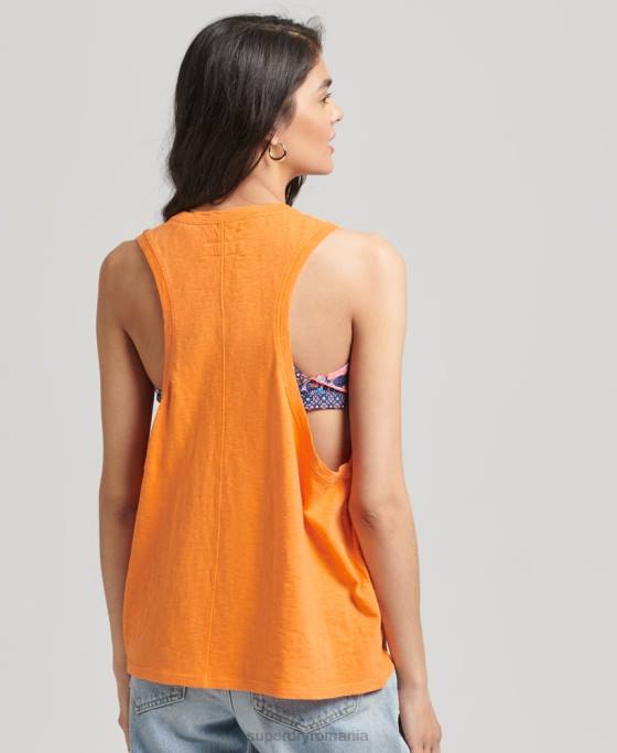Superdry vestă ranchero de surf vintage din bumbac organic îmbrăcăminte portocale femei JX0Z6573