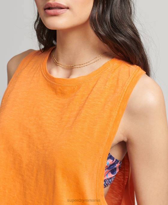 Superdry vestă ranchero de surf vintage din bumbac organic îmbrăcăminte portocale femei JX0Z6573