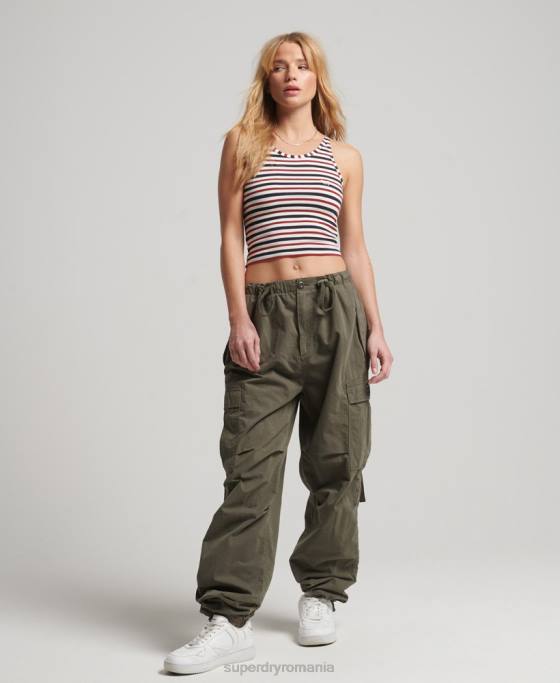 Superdry vestă vintage cali dungi îmbrăcăminte alb femei JX0Z2973