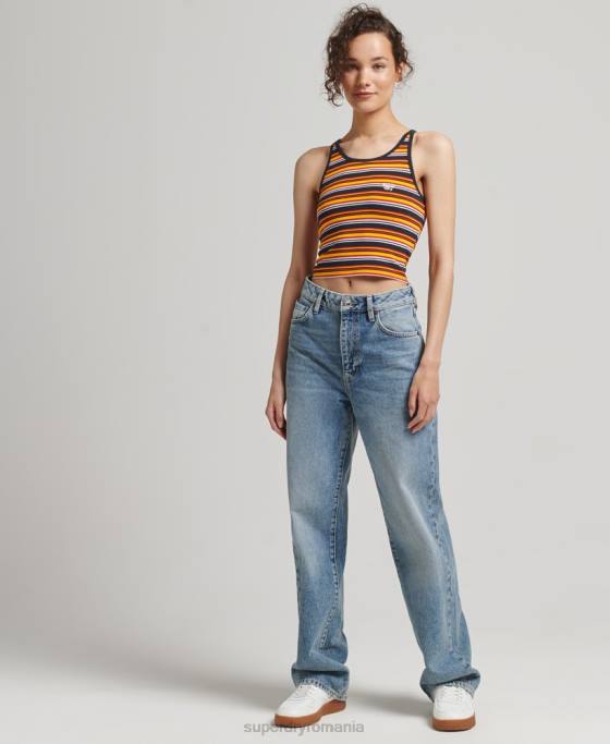 Superdry vestă vintage cali dungi îmbrăcăminte marina femei JX0Z2985