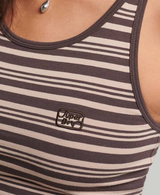Superdry vestă vintage cali dungi îmbrăcăminte maro femei JX0Z3022