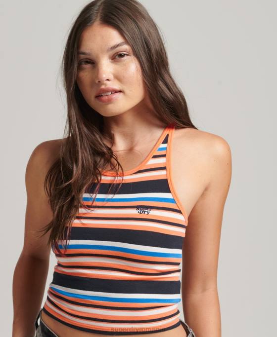 Superdry vestă vintage cali dungi îmbrăcăminte portocale femei JX0Z6586