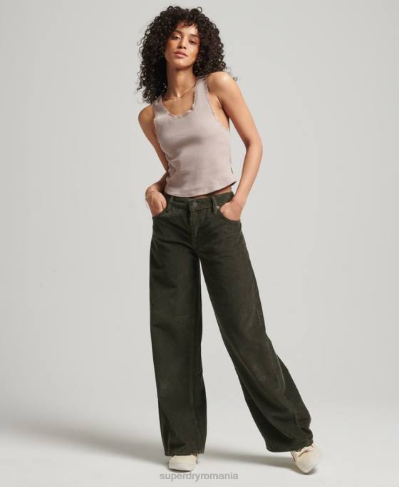 Superdry vestă vintage cu dantelă din bumbac organic îmbrăcăminte bej femei JX0Z2333