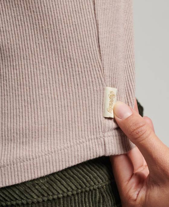 Superdry vestă vintage cu dantelă din bumbac organic îmbrăcăminte bej femei JX0Z2333