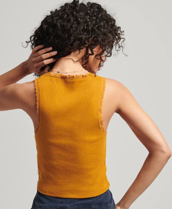 Superdry vestă vintage cu dantelă din bumbac organic îmbrăcăminte bronzat femei JX0Z2348