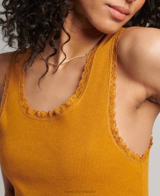 Superdry vestă vintage cu dantelă din bumbac organic îmbrăcăminte bronzat femei JX0Z2348