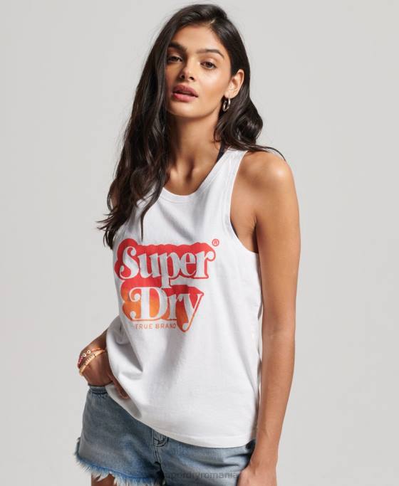 Superdry vestă vintage shadow top îmbrăcăminte alb femei JX0Z2216