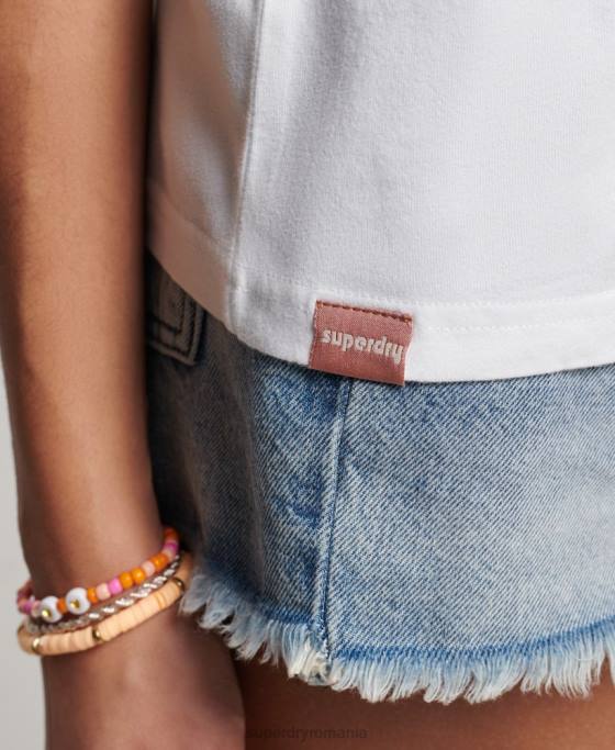 Superdry vestă vintage shadow top îmbrăcăminte alb femei JX0Z2216