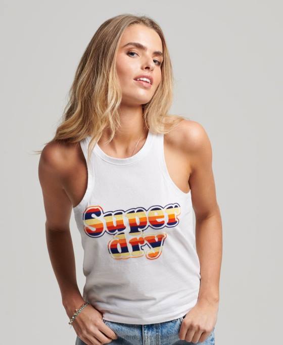 Superdry vintage cooper clasic vesta top îmbrăcăminte alb femei JX0Z2171