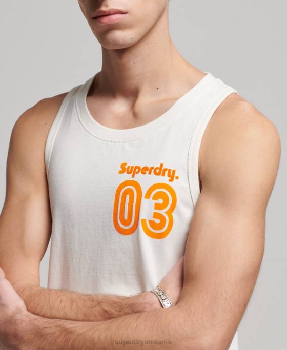 Superdry vintage teren clasic vestă top îmbrăcăminte alb bărbați JX0Z1526