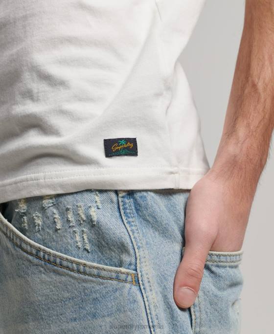 Superdry vintage teren clasic vestă top îmbrăcăminte alb bărbați JX0Z1526