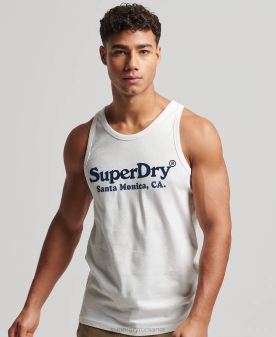 Superdry vintage venue clasic vestă top îmbrăcăminte alb bărbați JX0Z1458