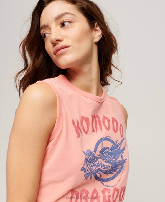 Superdry x Komodo bluză clasică de vestă cu dragon îmbrăcăminte coral femei JX0Z2116