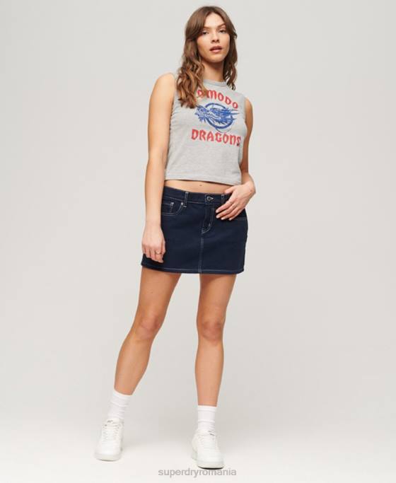 Superdry x Komodo bluză clasică de vestă cu dragon îmbrăcăminte gri femei JX0Z2119