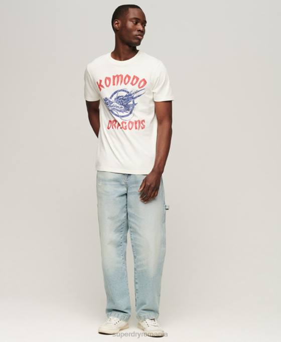 Superdry x Komodo tricou clasic cu dragon îmbrăcăminte cremă bărbați JX0Z43