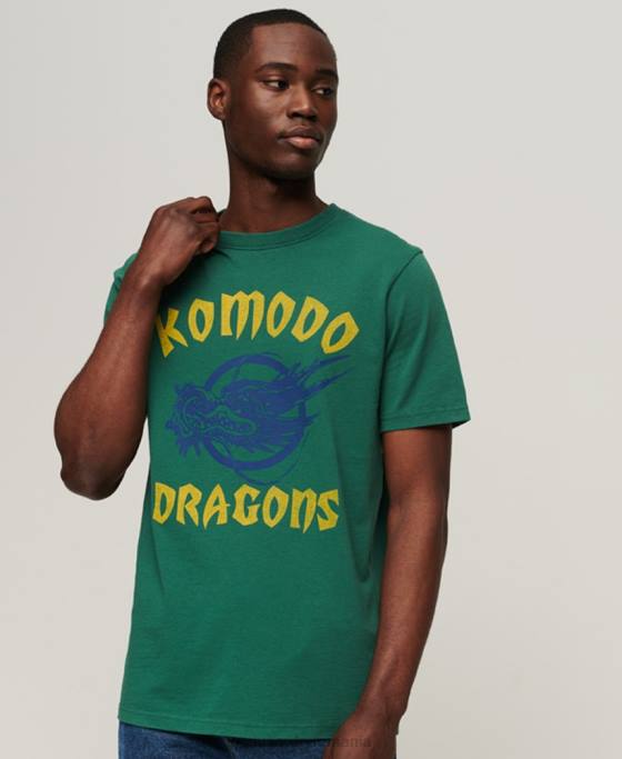 Superdry x Komodo tricou clasic cu dragon îmbrăcăminte verde bărbați JX0Z30