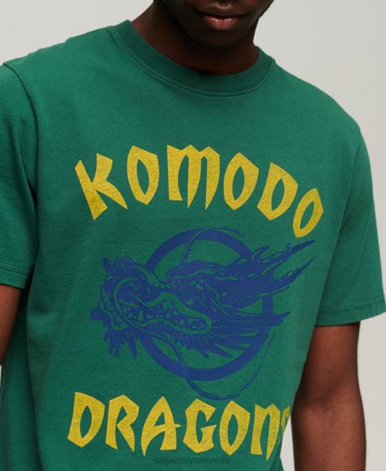 Superdry x Komodo tricou clasic cu dragon îmbrăcăminte verde bărbați JX0Z30