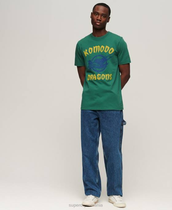 Superdry x Komodo tricou clasic cu dragon îmbrăcăminte verde bărbați JX0Z30