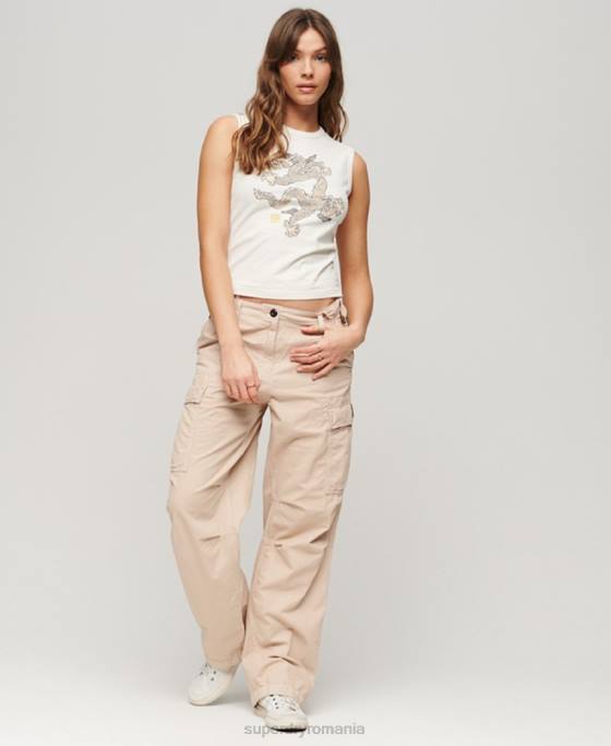 Superdry x Komodo vestă vintage top îmbrăcăminte cremă femei JX0Z2037